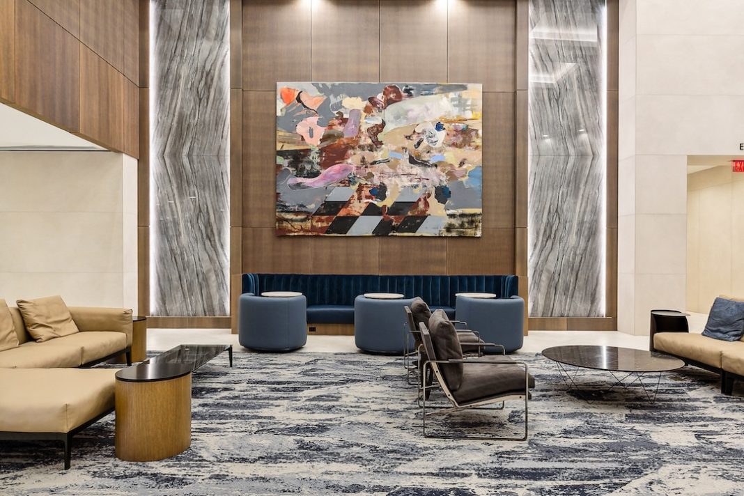 Renovated One Lakeway Lobby. Photo provided by The Feil Organization.
