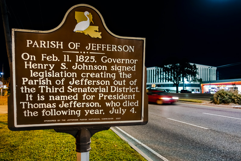 Jefferson Parish Sign that says: 