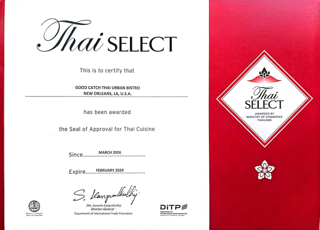 Good Catch Earns Rare International Thai Cuisine Recognition